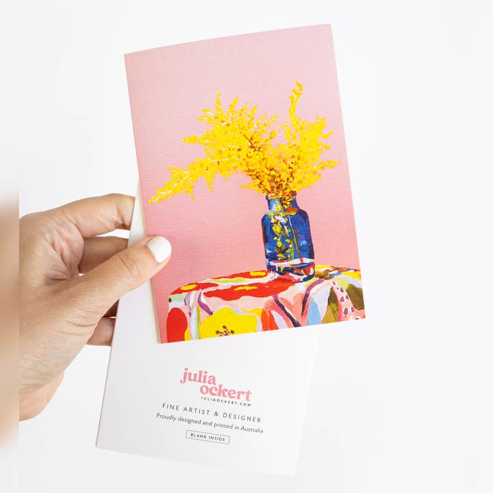 Pink Wattle Greeting Card for wholesale by Julia Ockert