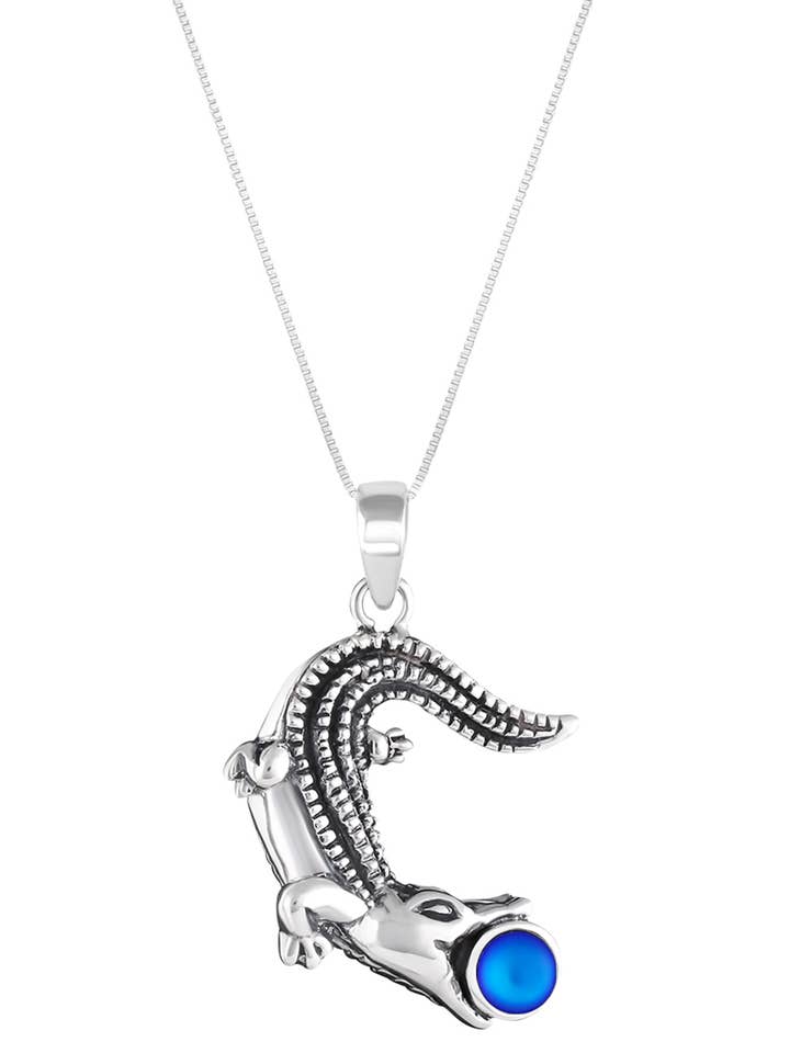 Kleine Halskette aus Sterlingsilber mit Gator-Anhänger für den Großhandel von LeightWorks