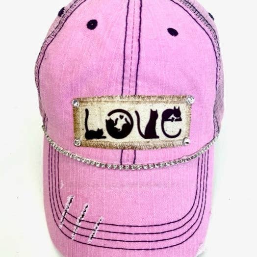 Jana's Flannels - Vendita all'ingrosso Cappellino da camionista - Donna - CAPPELLO DA CAMIONISTA IN TESSUTO INVECCHIATO «CAT LOVE» (#437)0