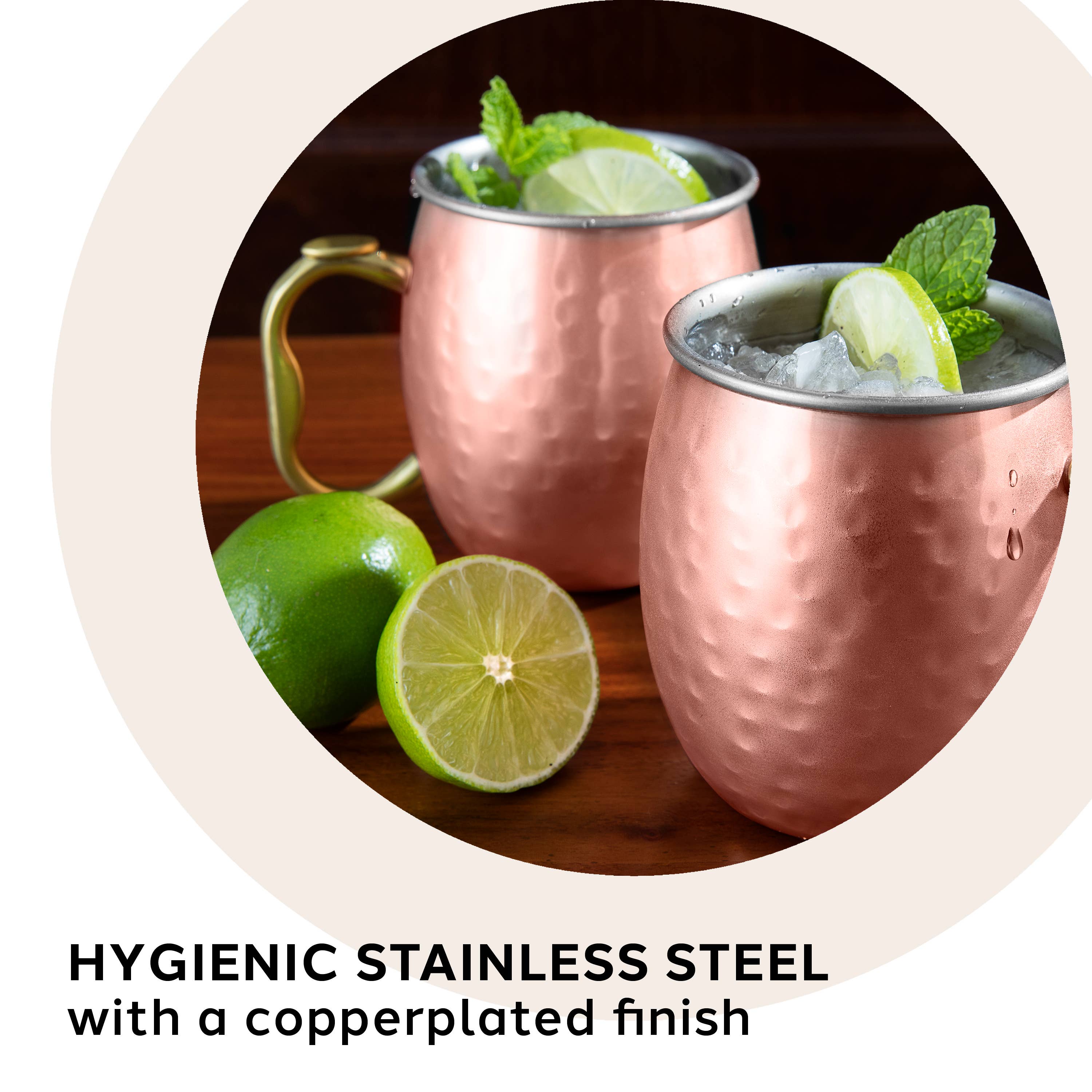 Oggi - Wholesale Cocktail/likeur glas - Moscow Mule Beker - Gehamerd Roestvrij Staal (530 ml, 18 oz)1