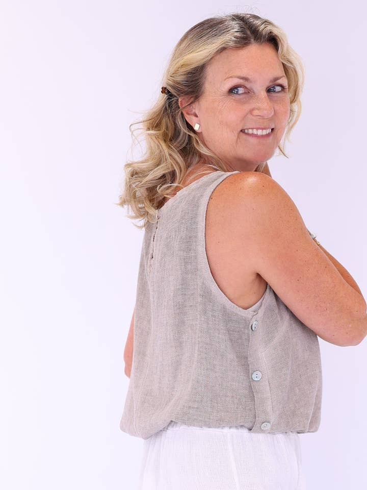 Linen and Cotton Blend Sleeveless Top for wholesale by Cadenza Italy Ltd
