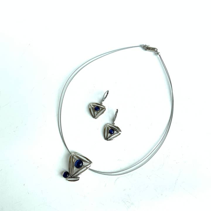 Christophe Poly / Crono Design – wholesale Jewellery set – SETS (KY) - Small Pendant WireNeck(K) 19" & LeverEar(X) Sets1