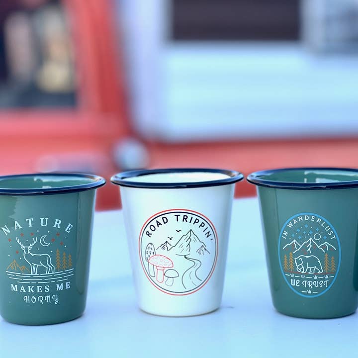 The Sacred Wild Candle Co - Wholesale Jar/Filled Candle - Unique! Reusable Enamel Cup Candle - Nature Makes Me Horny