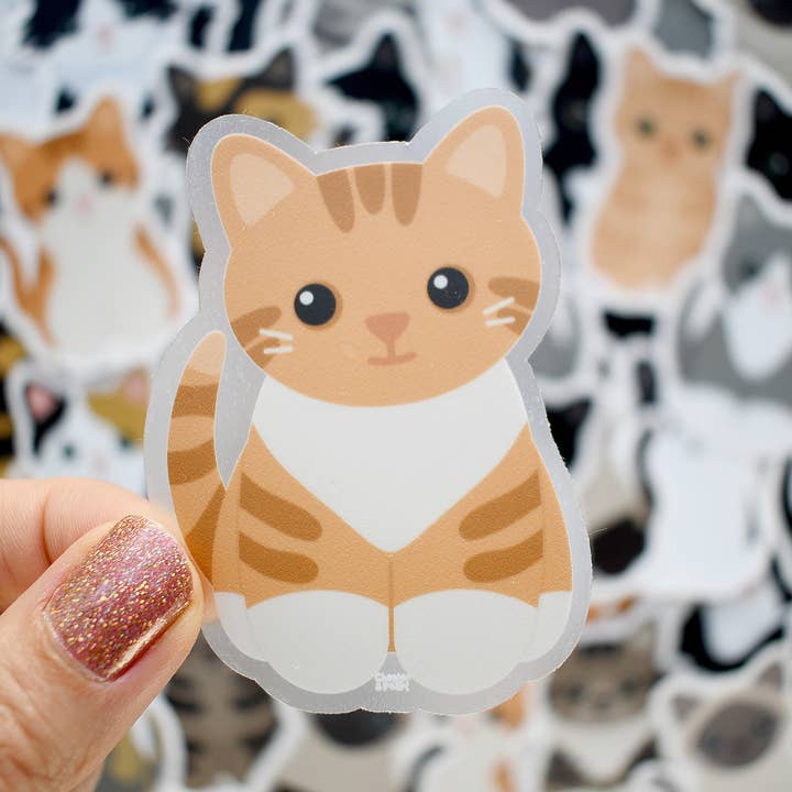 Chester and Pearl – Engroshandel Klistermærke – Ligner min kat! Orange tabby smoking kattemærkat