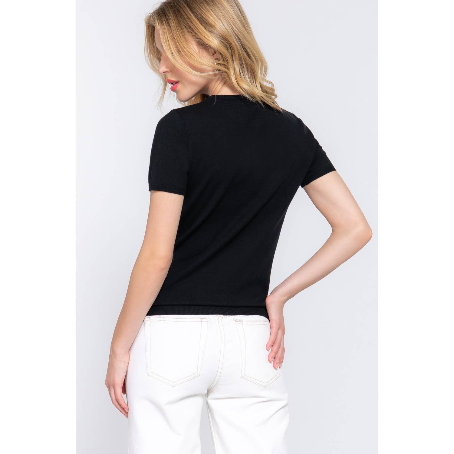 Apolline - Wholesale Knit Sweater - Women's - SHORT SLV ROUND NECK BASIC SPRING SWEATER2