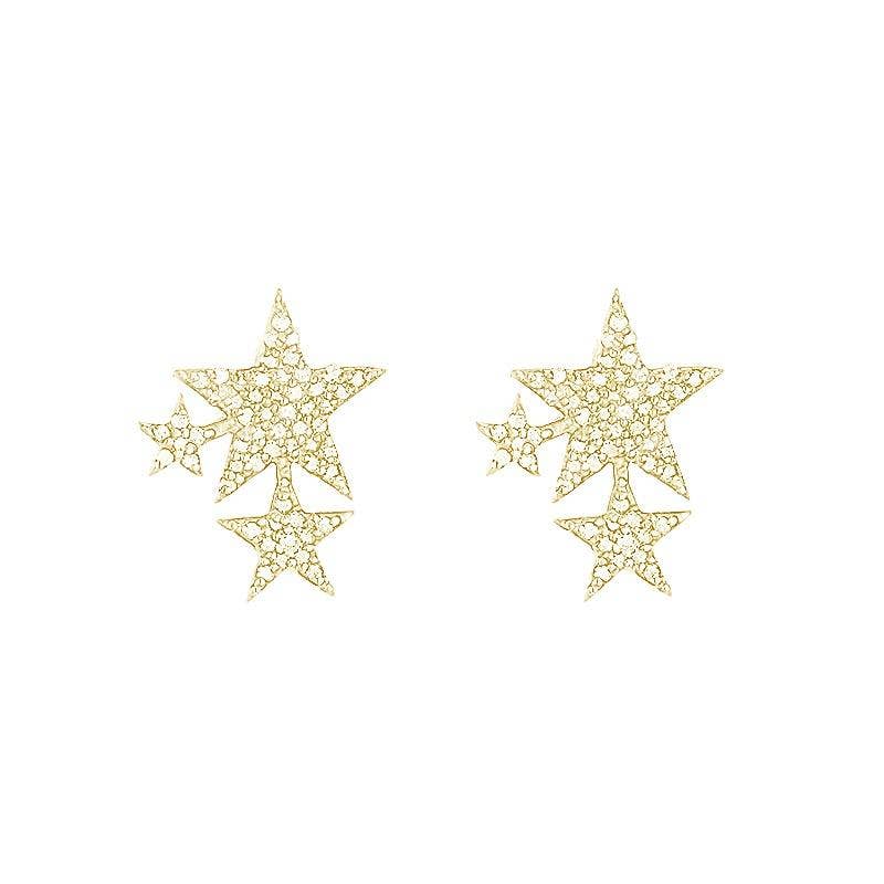 Ashley Schenkein Jewelry Design - Wholesale Stud/Post Earrings - Brooklyn Diamond Pavé Triple Star Studs2