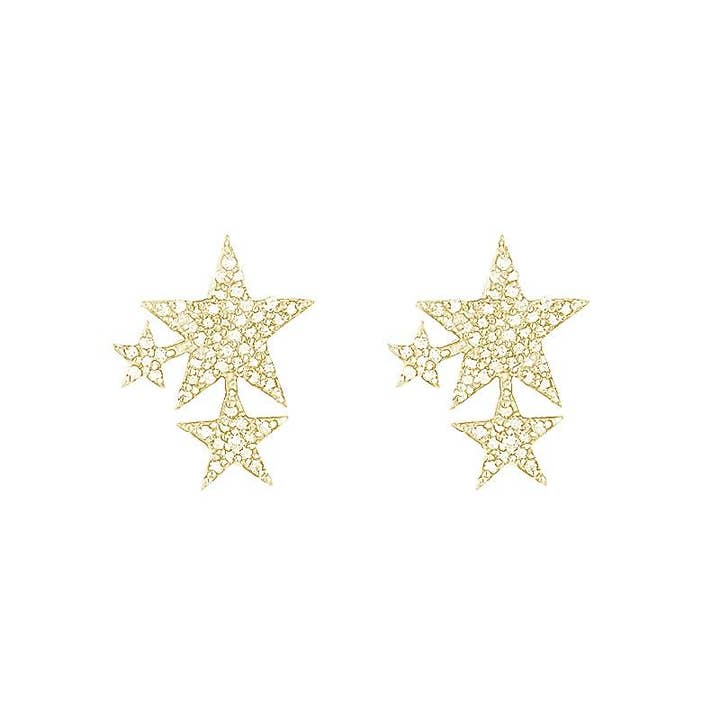 Ashley Schenkein Jewelry Design - Wholesale Stud/Post Earrings - Brooklyn Diamond Pavé Triple Star Studs2