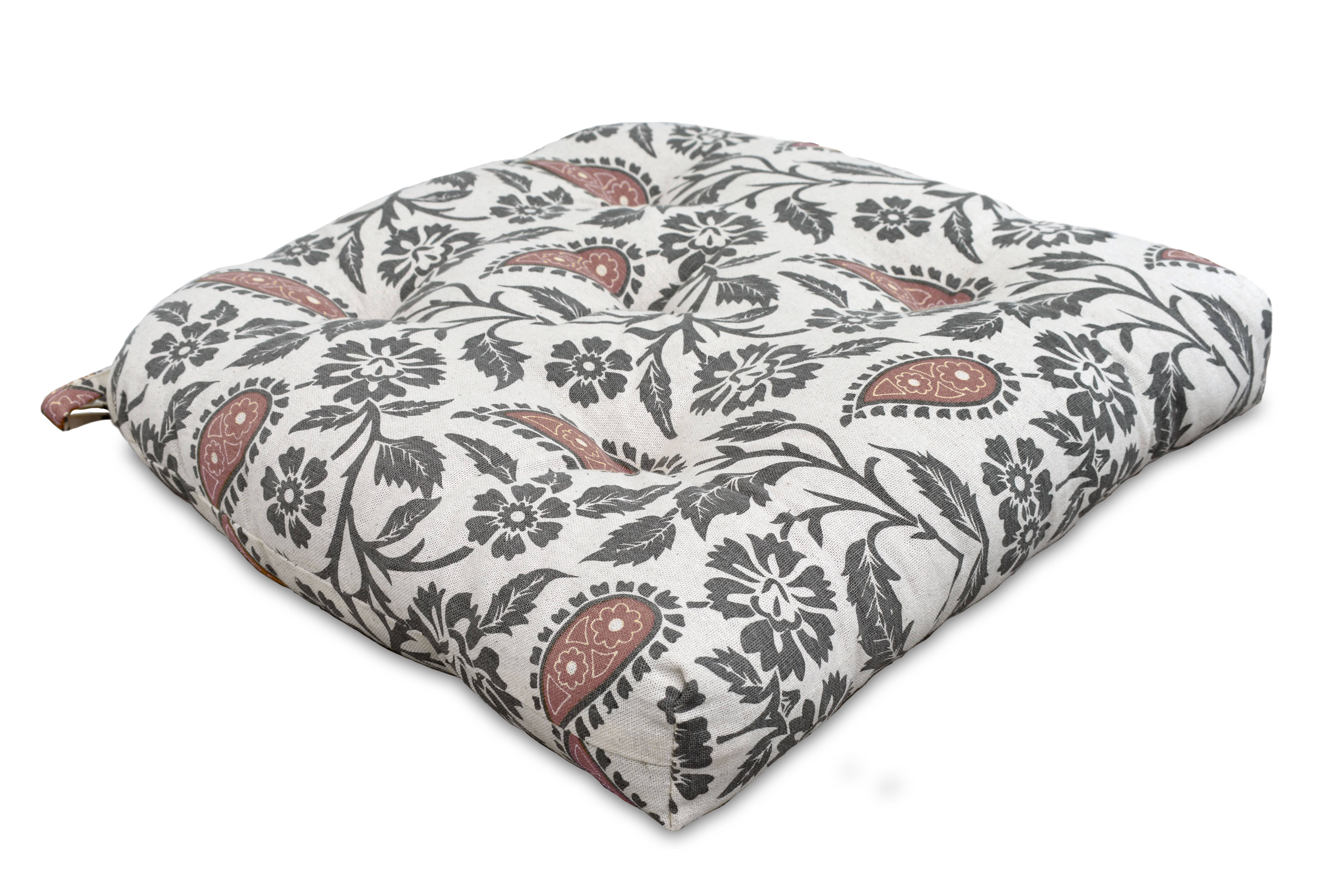 COZY HOMES COLLECTION - Wholesale Chair Cushion - Handmade Cotton Chair Seat Pads Cushions with Ties 16''x16''6