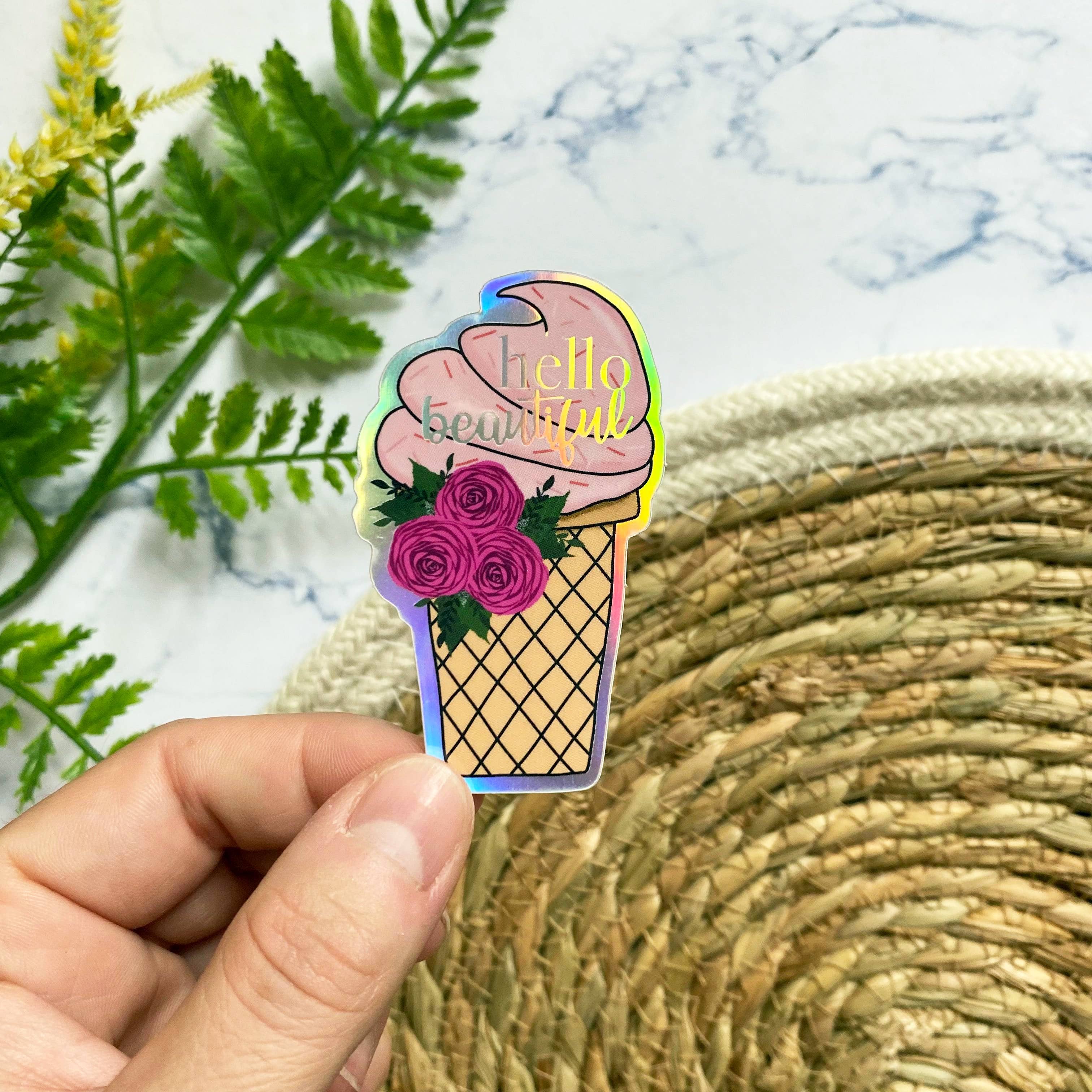 Marta Lewandowska Art - Wholesale Sticker - Holographic Ice Cream Sticker1