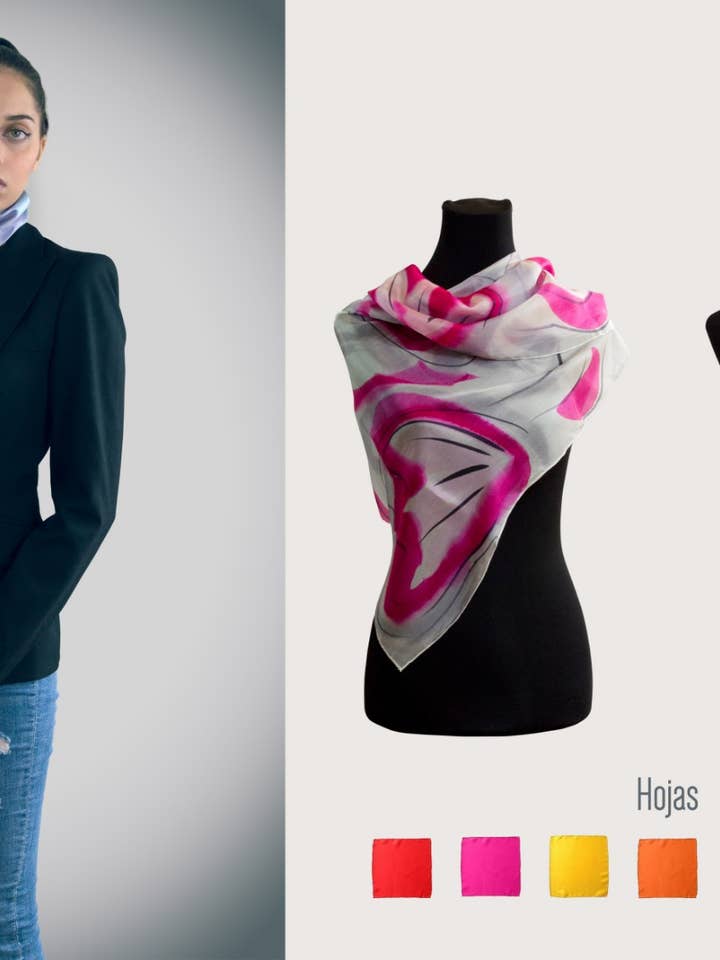 Silk scarf leaves for wholesale by Makanuda