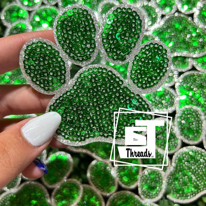 6j Threads LLC - Wholesale Patch - Sequin Paw Prints ...Cap Patches Only