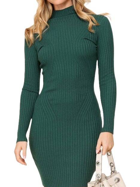 Funnel Neck Sweater Bodycon Dress for wholesale by Vanilla Monkey