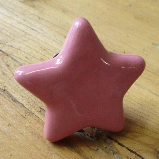 CERAMIC PINK STAR DRAWER PULL for wholesale by Midwest Craft House