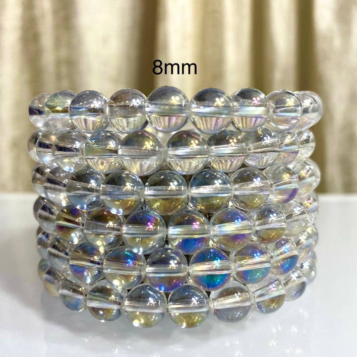 KayleeNYC – Engroshandel Perlearmbånd – Engle Aura Klar Kvarts 8mm 7,5” Krystal Armbånd