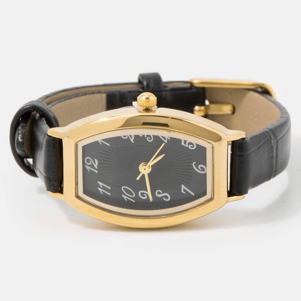 Collections by Fame Accessories - Wholesale Wrist Watch - Women's - Vintage Style Thin Leather Strap Watch3