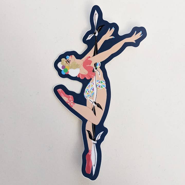 Adesivo Columbina - Commedia dell'Arte Pole Dancer Clown per la vendita all'ingrosso da parte di Amy in the Aether Art