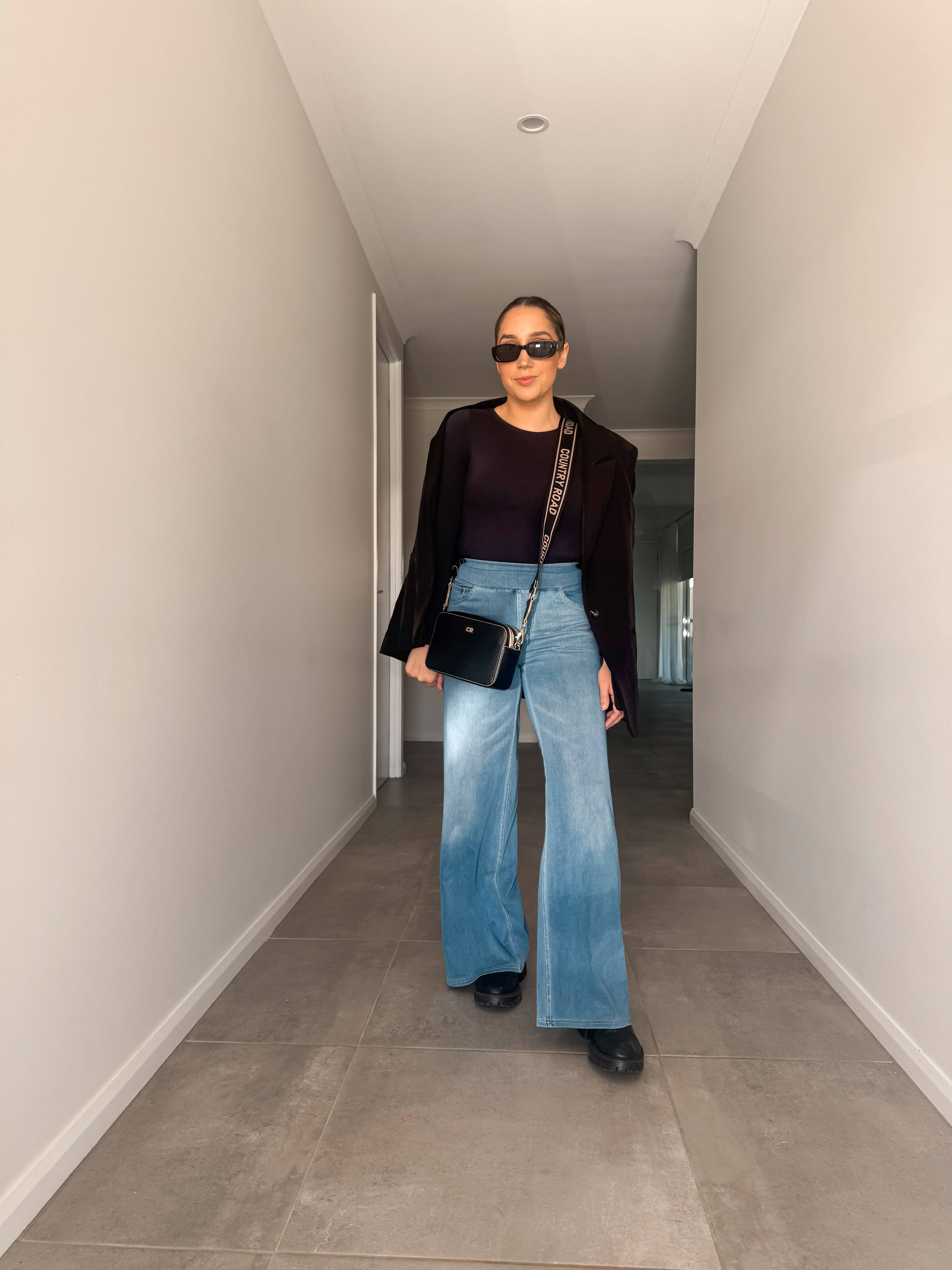 Ultra Stretchy Wide Leg Jeans- Denim Blue for wholesale on Faire4