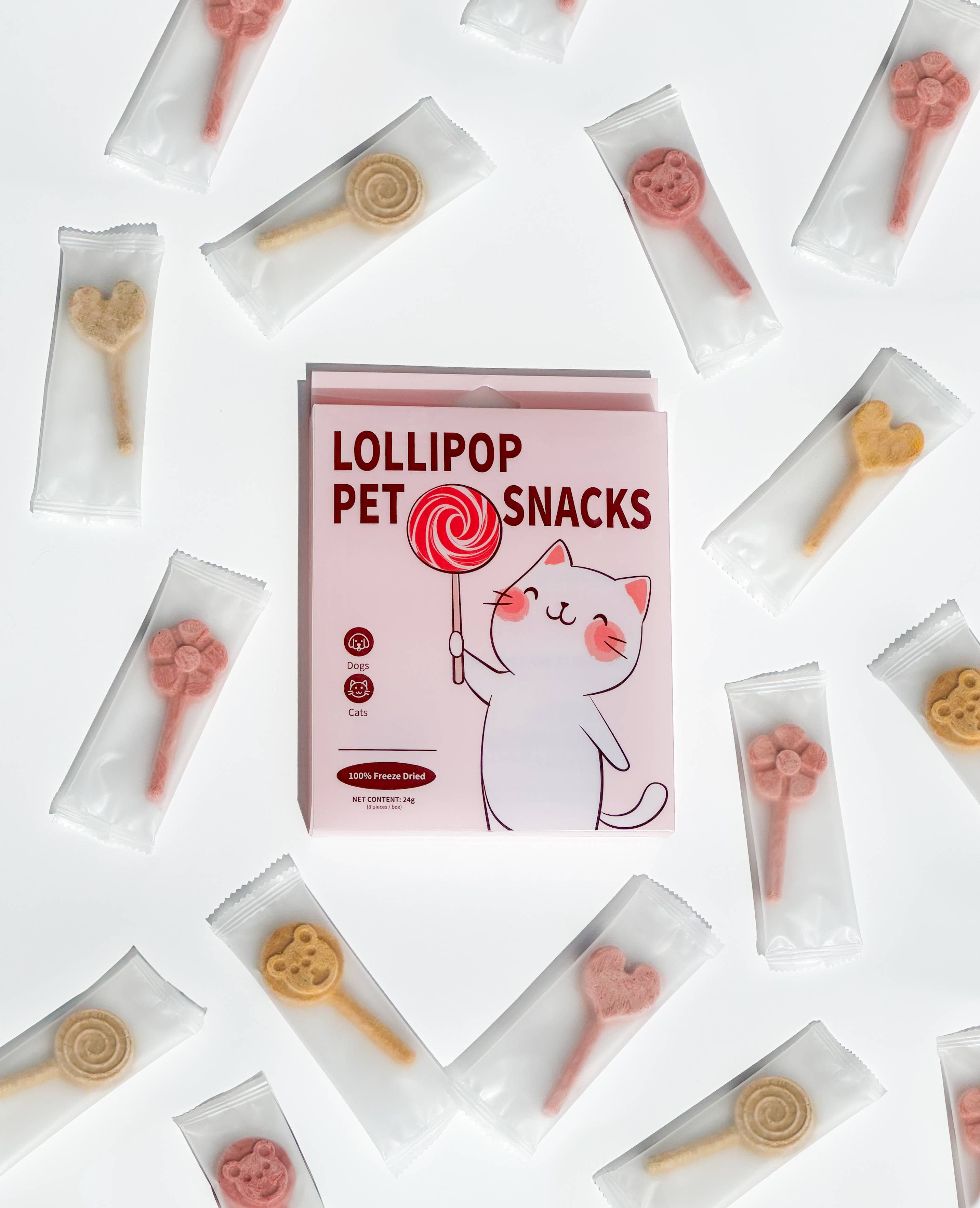 Petit Pawtisserie - Wholesale Pet Treats - Cat - Freeze Dried Lollipops Pet Treats for Cats & Dogs 8 Pc Pack 1