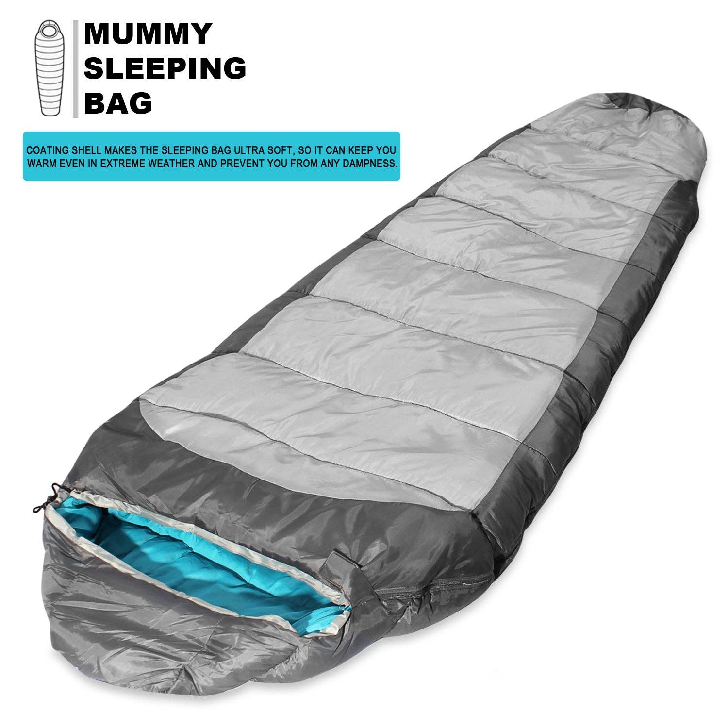 KHOMO GEAR - Wholesale Travel Blanket - Sleeping Bag For Hiking Camping - Grey1