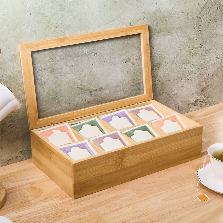 Organizer per tè in bambù a 8 sezioni per la vendita all'ingrosso da parte di Core Home