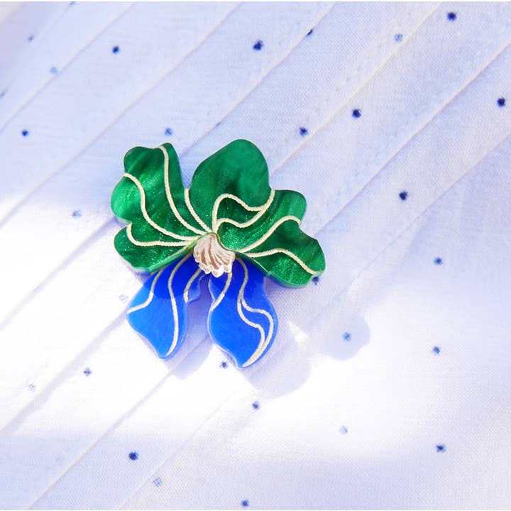 MIRA BROOCH, painted flower, Italian floral jewelry for wholesale by BiCA-Good Morning Design