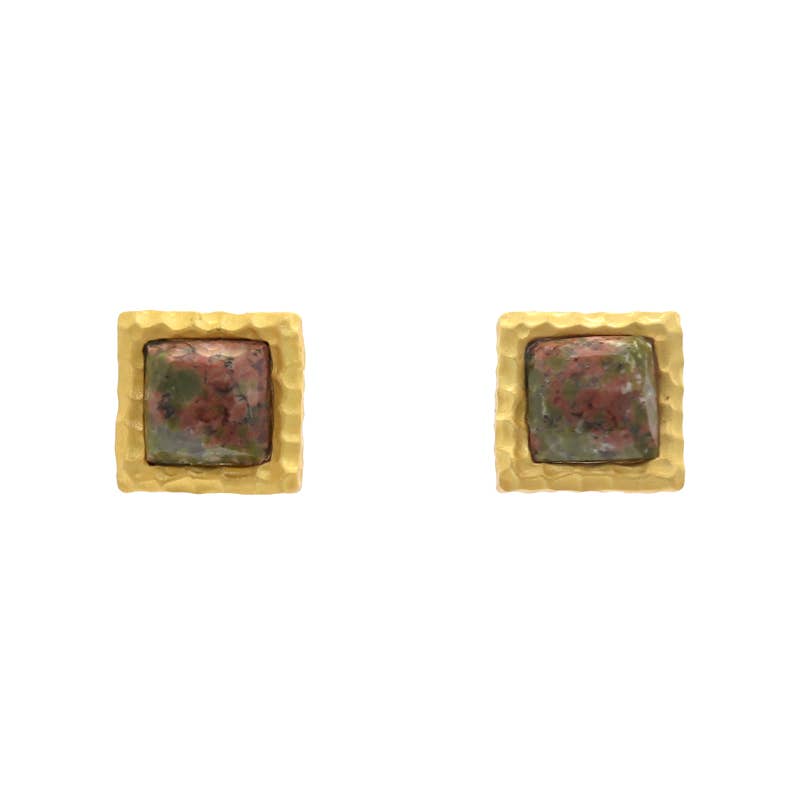 ACUS - Wholesale Stud/Post Earrings - Marko Green Unakite Earrings0