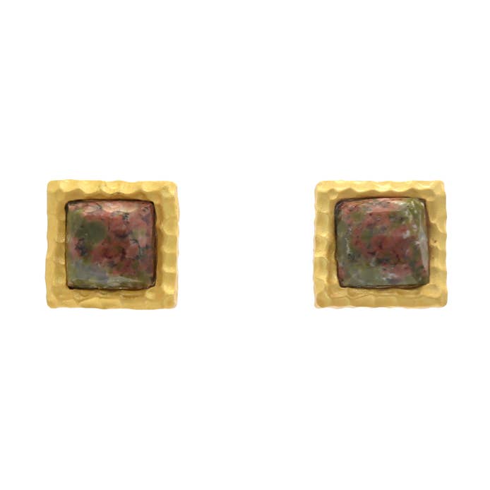 ACUS - Wholesale Stud/Post Earrings - Marko Green Unakite Earrings0