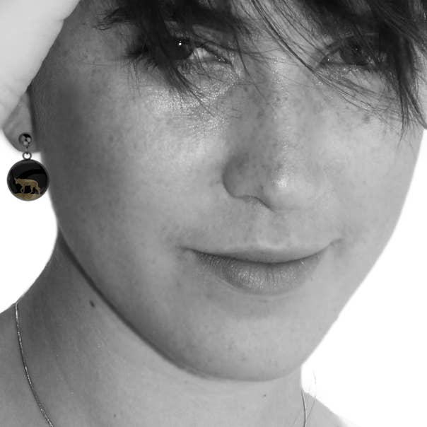 Mo Resin - Wholesale Dangle earrings - Iconic Animals Dandle Drop Circle Earrings Dingo - MFY208W2