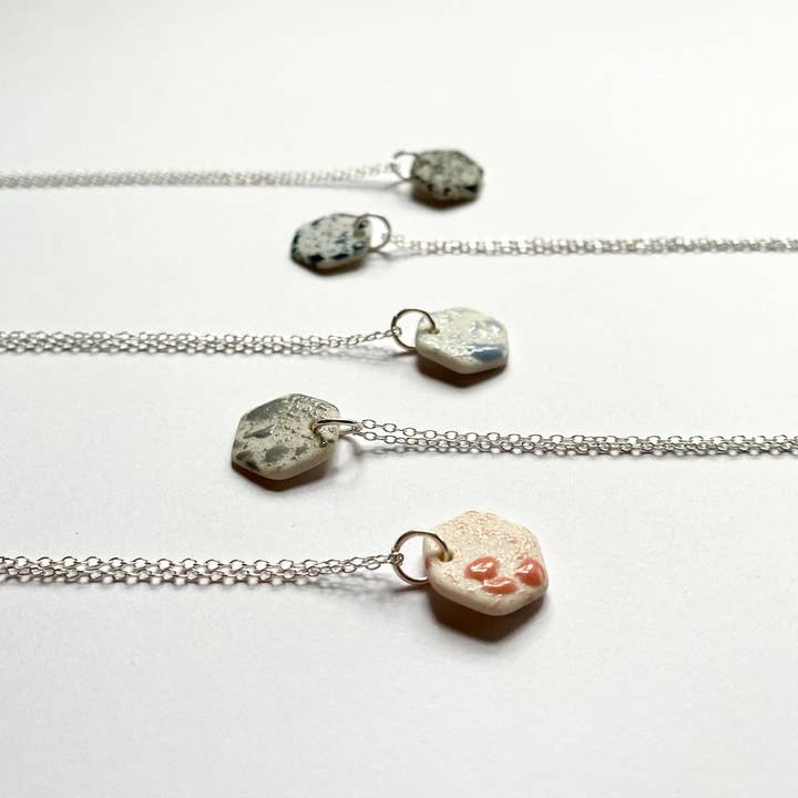 Hexagon Splatter Glaze Pendant Necklace - Large for wholesale by Keramika MCR