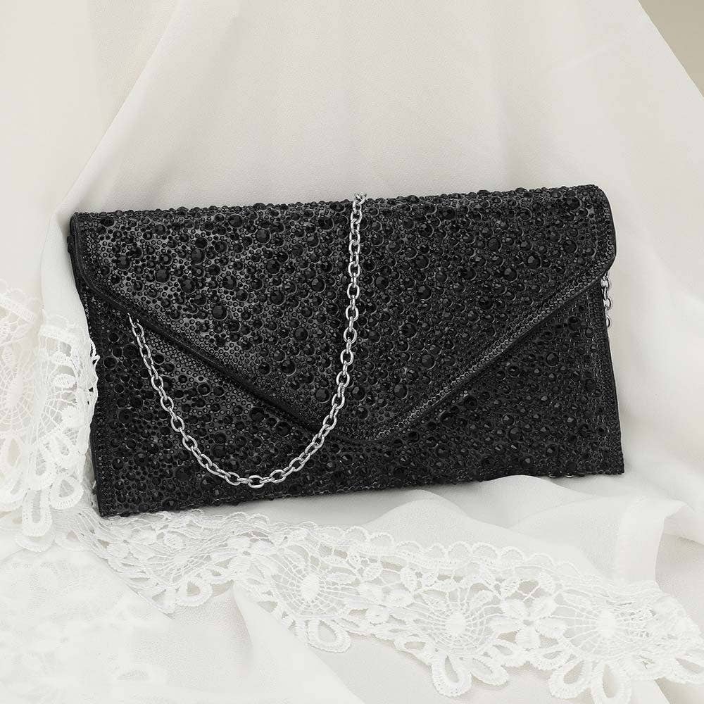 Sensibling Corp. - Wholesale Clutch Bag - Women's - Bling Studded Envelop Evening Clutch Bag / Crossbody Bag9