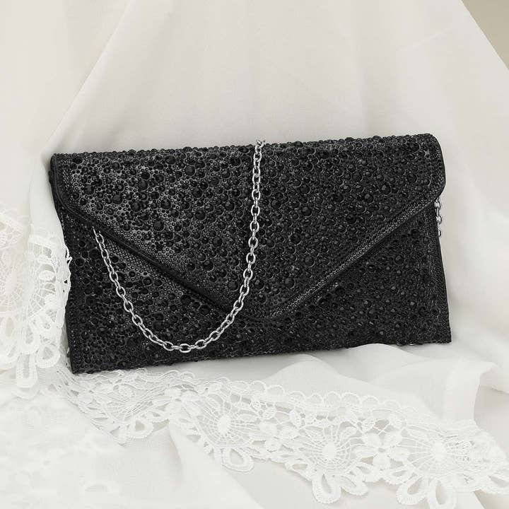 Sensibling Corp. - Wholesale Clutch Bag - Women's - Bling Studded Envelop Evening Clutch Bag / Crossbody Bag9