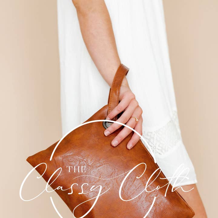 The Classy Cloth WS – wholesale Kuvertväska - Dam – Trendig koppling - Cognac RTS0