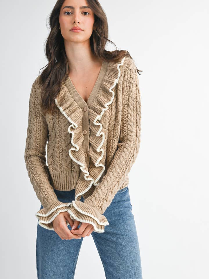 Camellia - Wholesale Cardigan - Women's - STYLIESH BLUE RUFFLED CARDIGAN18