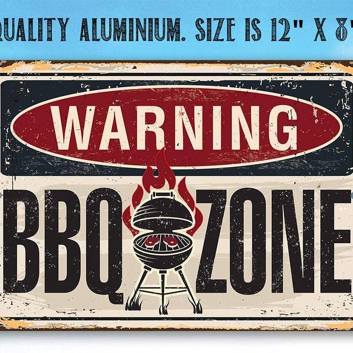 Lone Star Art Metal Signs - Wholesale Sign - BBQ Grilling Sign | Warning BBQ Zone7