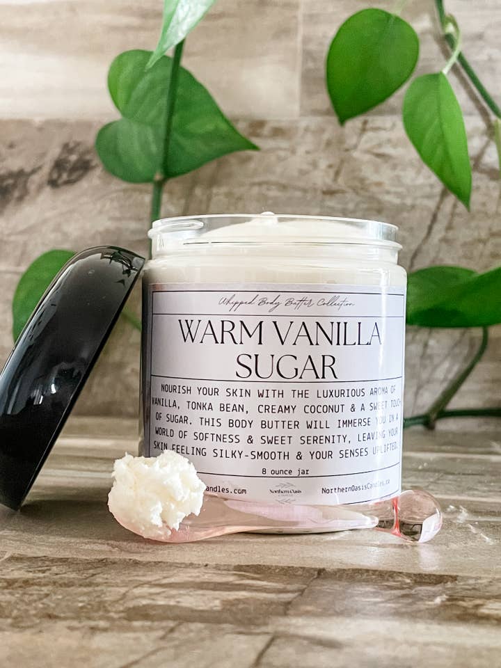 Warm Vanilla Sugar Whipped Shea Body Butter for wholesale by Northern Oasis Candles