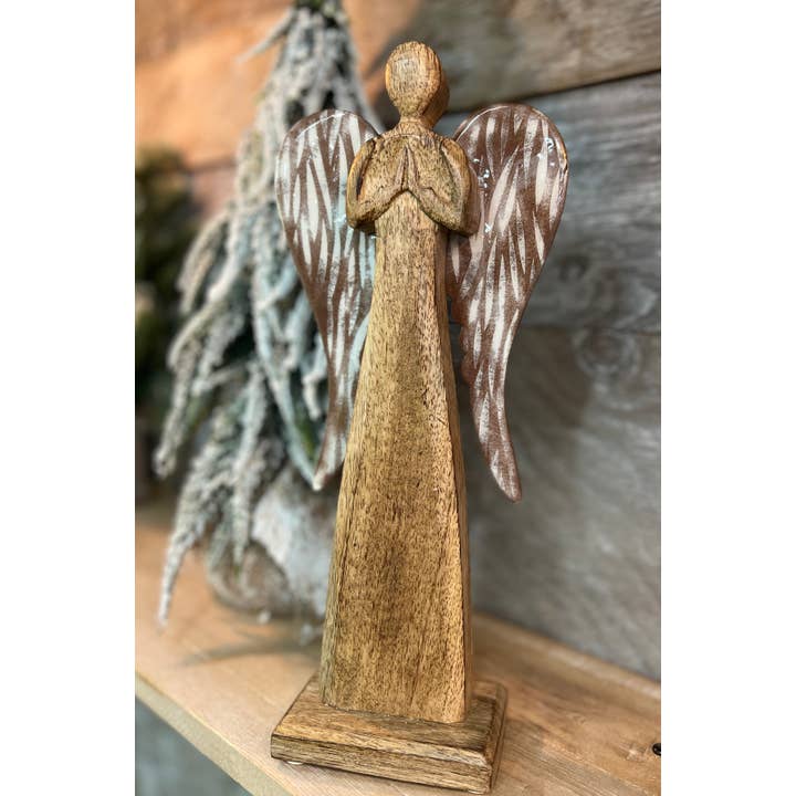 Wholesale Home Decor - Wholesale Decorative Figurine - Angel With Striated Wings 13x6in0