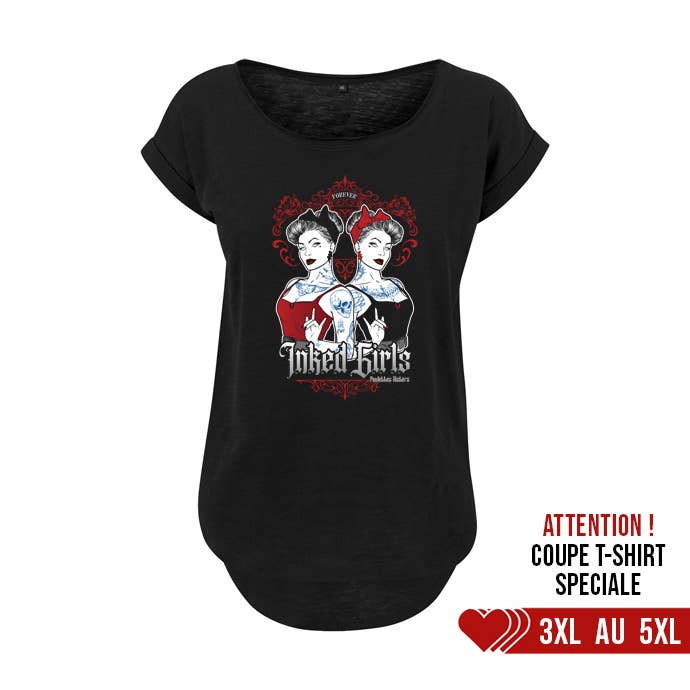 Poulettes Sisters – Großhandel T-Shirt mit Siebdruck – Damen – Damen-T-Shirt mit rundem Ausschnitt und kurzen Ärmeln „Forever Inked Girl“3