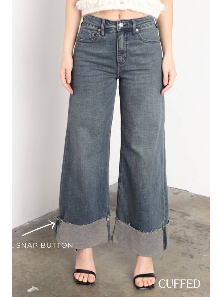 ARTEMIS VINTAGE - Wholesale Jeans - Women's - TUMMY CONTROL HIGH RISE CUFFED A WIDE LEG JEANS