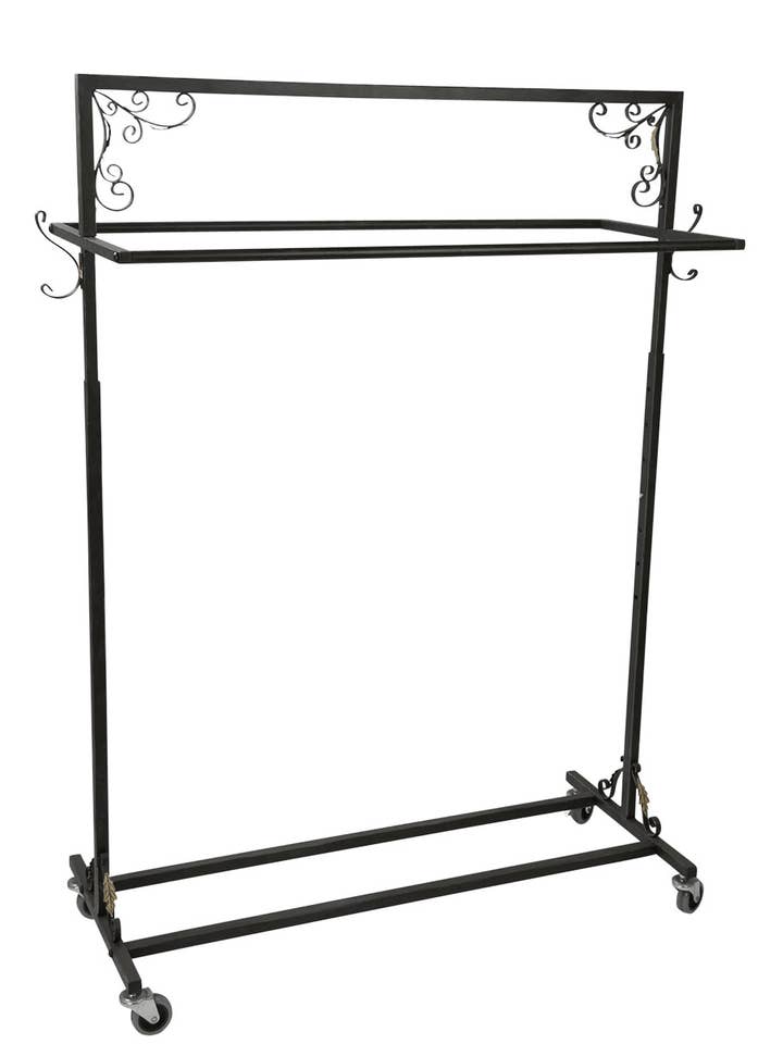 Boutique Vintage Double-Rail Rolling Rack for wholesale by Store Supply Warehouse