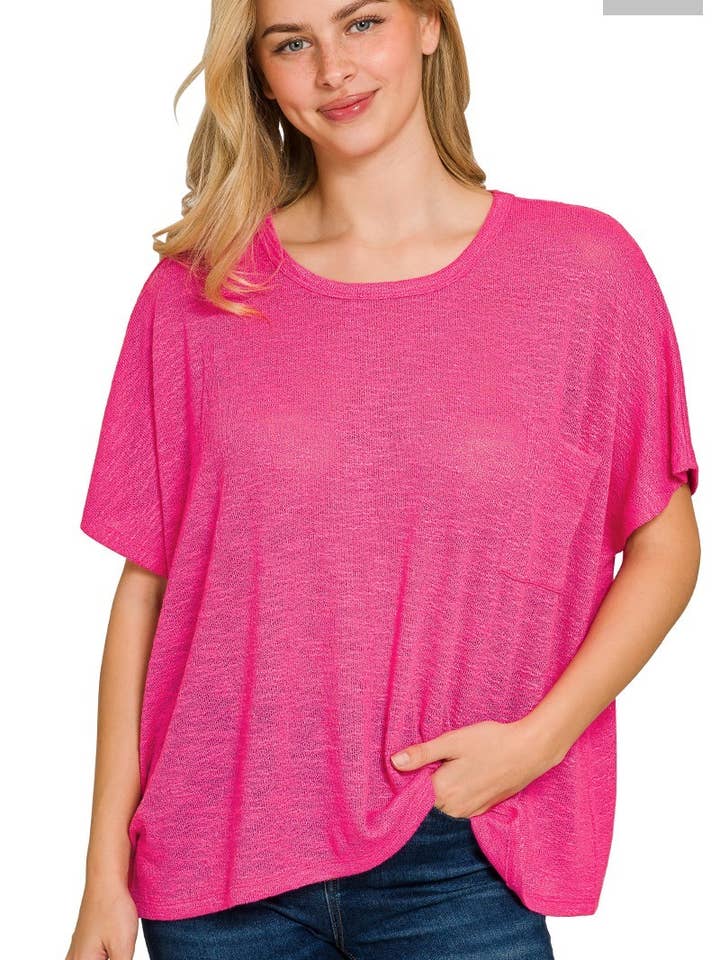 Top oversize in slub hacci con tasca per la vendita all'ingrosso da parte di Vanilla Monkey