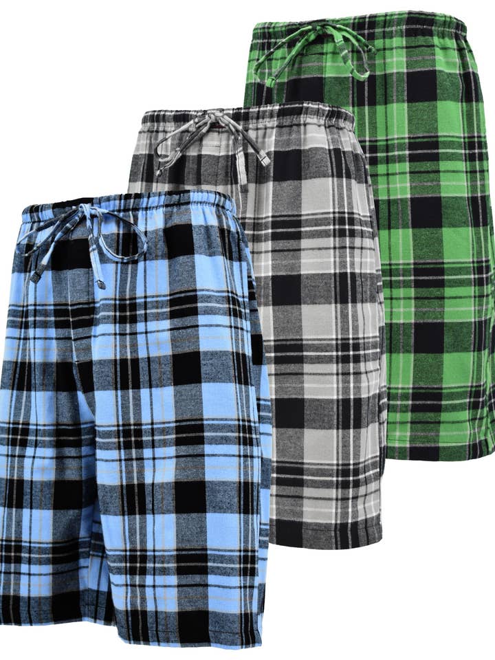 Pantalones cortos de pijama de franela de algodón para hombre (paquete múltiple) para venta al por mayor de I-Wear Brands