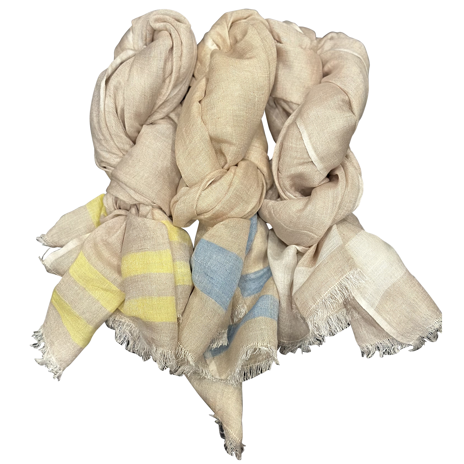 Chloe & Lex - Wholesale Scarf - Women's - Pure Linen with Fresh Stripes Lightweight Scarf for Women1