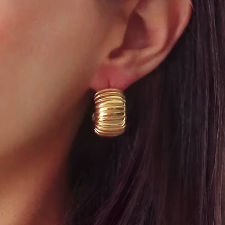 Everly Yours - Vente Créoles - Elan Boucles d'Oreilles Épaisses Côtelées5