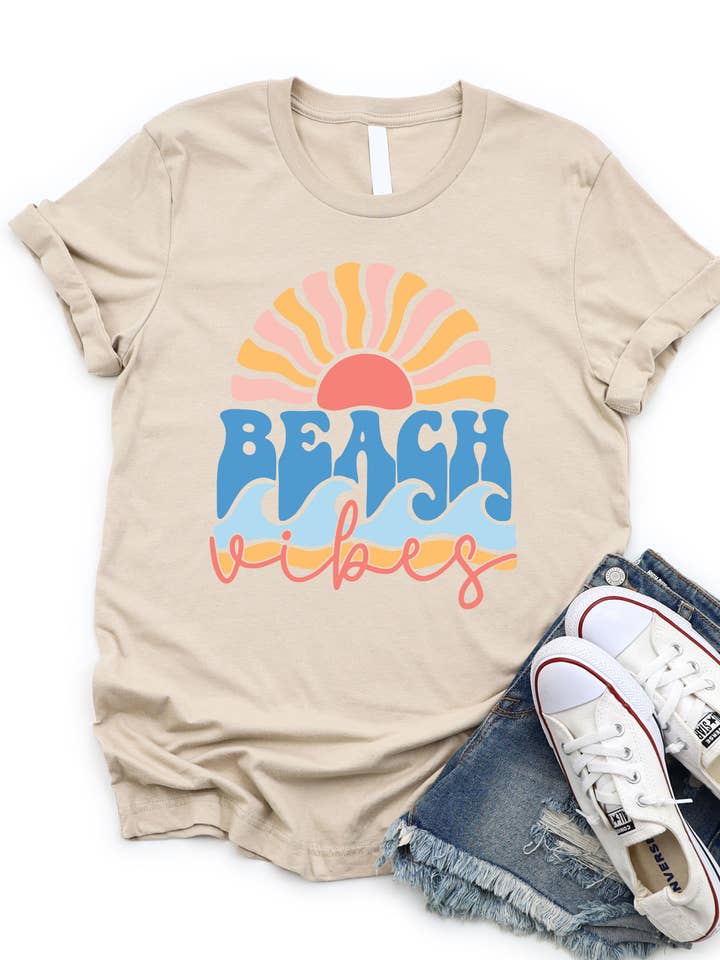 Beach Vibes Graphic Tee for wholesale by Tickled Teal