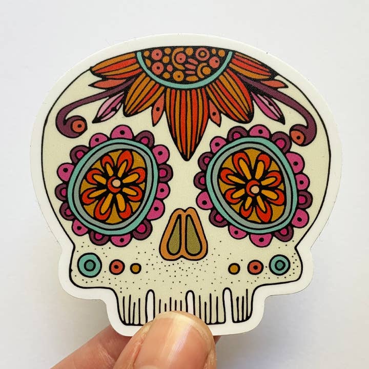 Dias de los Muertos/Skull Sticker for wholesale by Valentina Harper