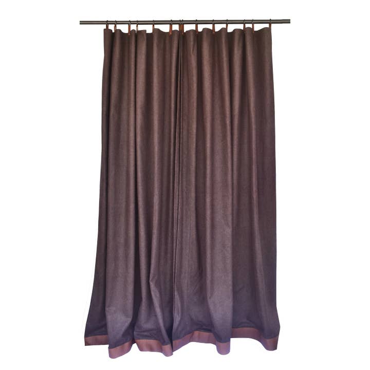 Amore Beauté – wholesale Curtain – Brown Wool Curtains With Leather Ties and Trim Curtain14