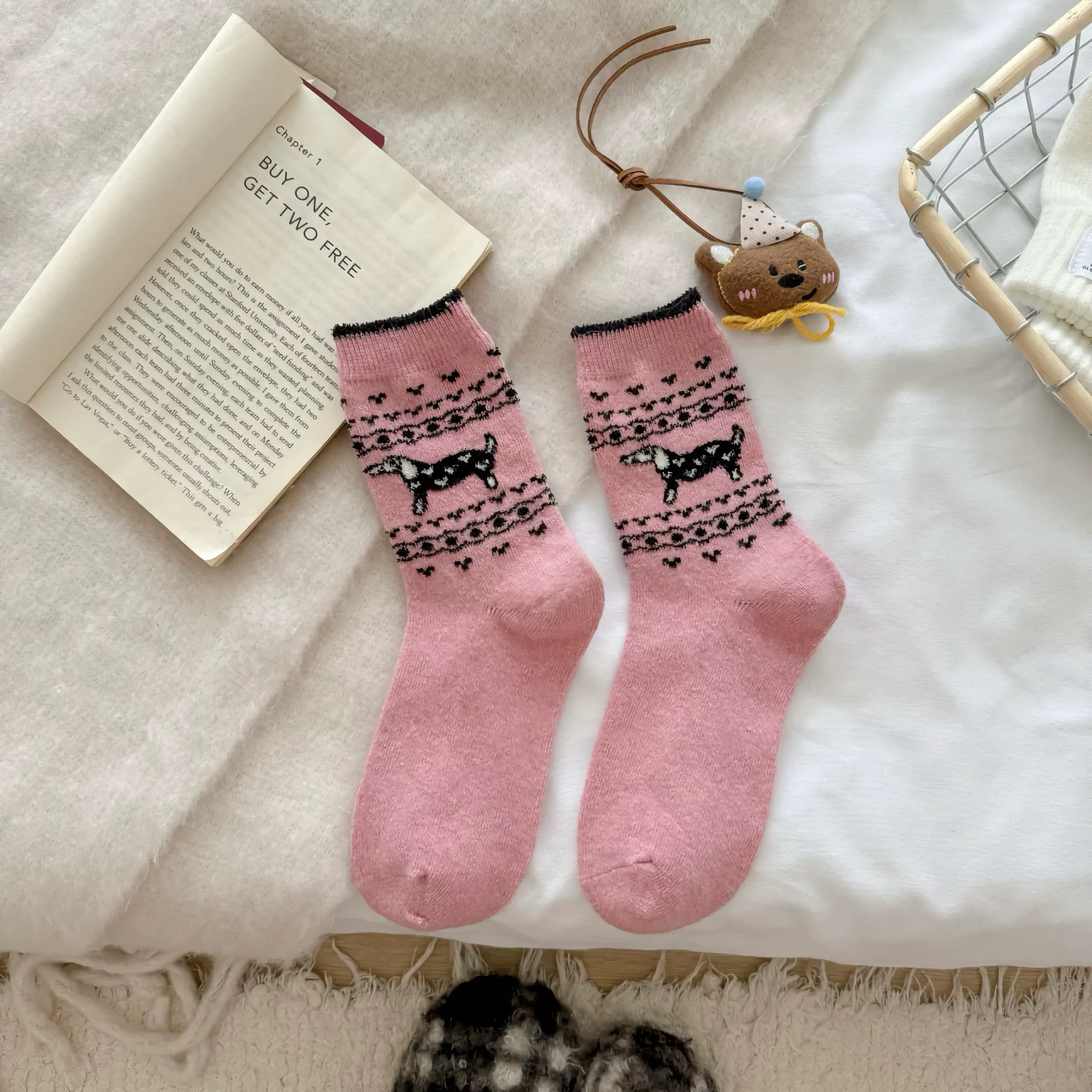Happy Knits - Wholesale Socks - Women's - Women's Wool Socks - Warm Dachshund Pattern Winter Socks3