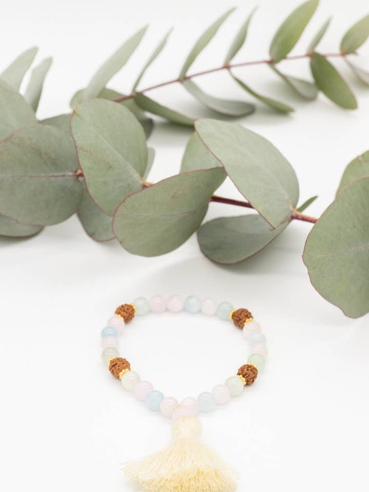 Morganite Rudraksha bracelet for wholesale by Nalina Wild