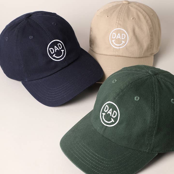 Dad Happy Face Designed Embroidered Baseball Cap for wholesale by Fashion City