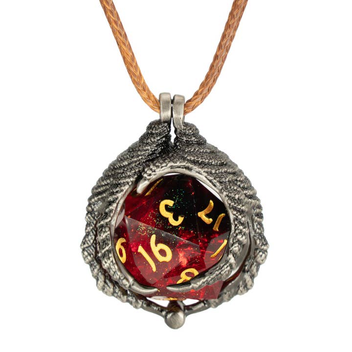 Hymgho Premium Dice - Wholesale Pendant/Charm Necklace - Dragon Claw Necklace with D20 - Silver